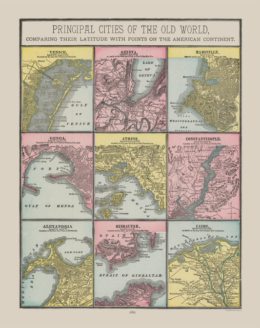 Historic Map - World Principal Cities - Cram 1892 - 23 x 29.00 - Vintage Wall Art