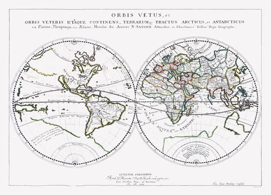 Historic Map - Old World New World - Sanson 1641 - 31.83 x 23 - Vintage Wall Art