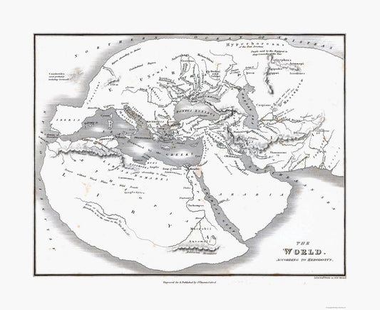 Historic Map - World Herodotus - Oxford 1828 - 28.16 x 23 - Vintage Wall Art