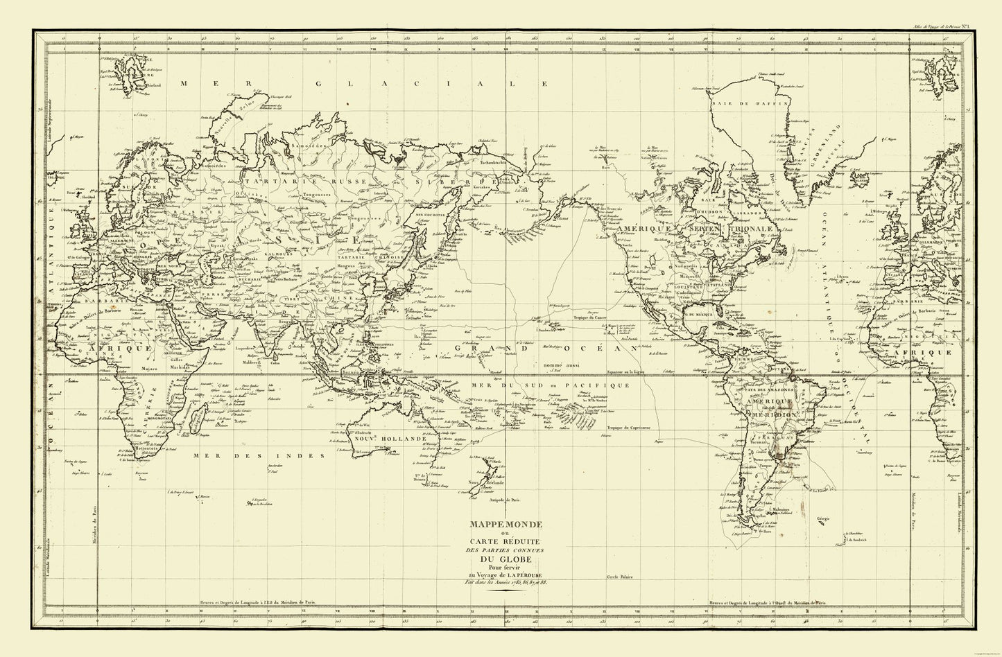 Historic Map - Australia La Perouse Expedition - 1785 - 35.07 x 23 - Vintage Wall Art