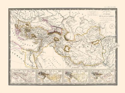 Historic Map - Alexander Great Empire - Brue 1840 - 31.00 x 23 - Vintage Wall Art