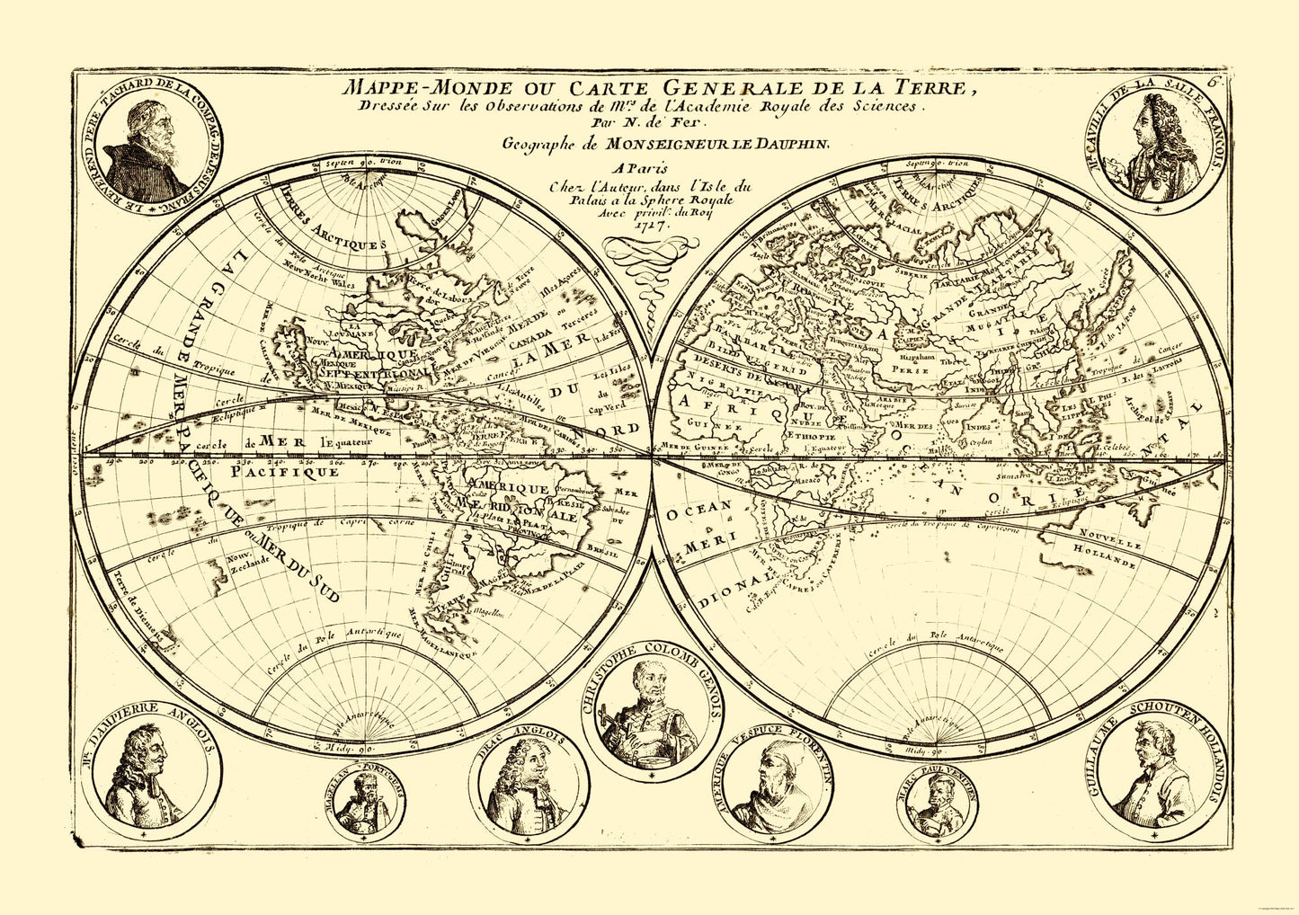 Historic Map - General World - Dauphin 1717 - 32.64 x 23 - Vintage Wall Art