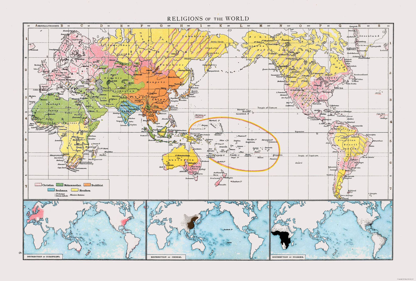 Historic Map - World Religions - 34.02 x 23 - Vintage Wall Art