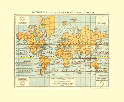 Historic Map - Isothermal with Wind Charts - Hoen 1896 - 27.87 x 23 - Vintage Wall Art