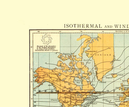 Historic Map - Isothermal with Wind Charts - Hoen 1896 - 27.87 x 23 - Vintage Wall Art