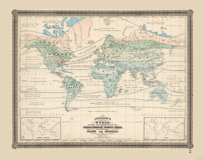 Historic Map - World Minerals - Johnson 1870 - 29.29 x 23 - Vintage Wall Art