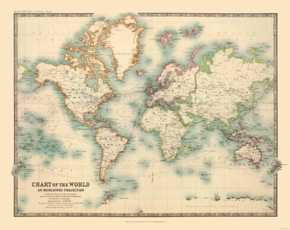 Historic Map - World Chart - Johnson - 29.11 x 23 - Vintage Wall Art