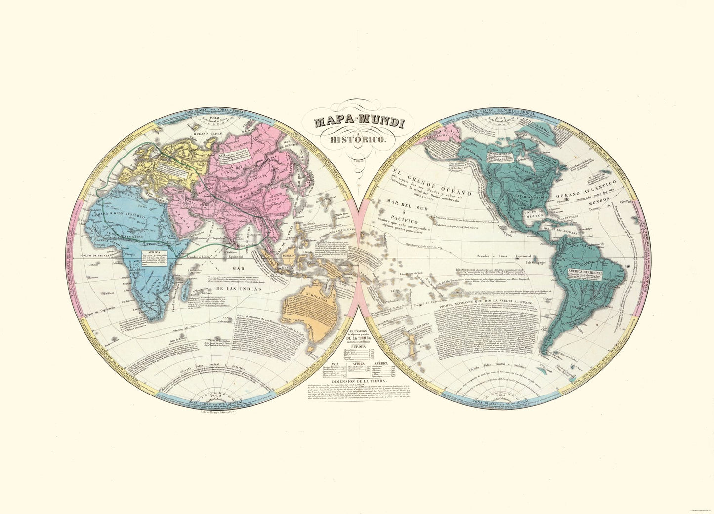 Historic Map - World - 31.93 x 23 - Vintage Wall Art