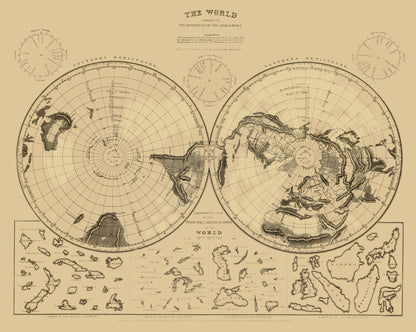 Historic Map - South Pole North Pole - 1855 - 28.87 x 23 - Vintage Wall Art