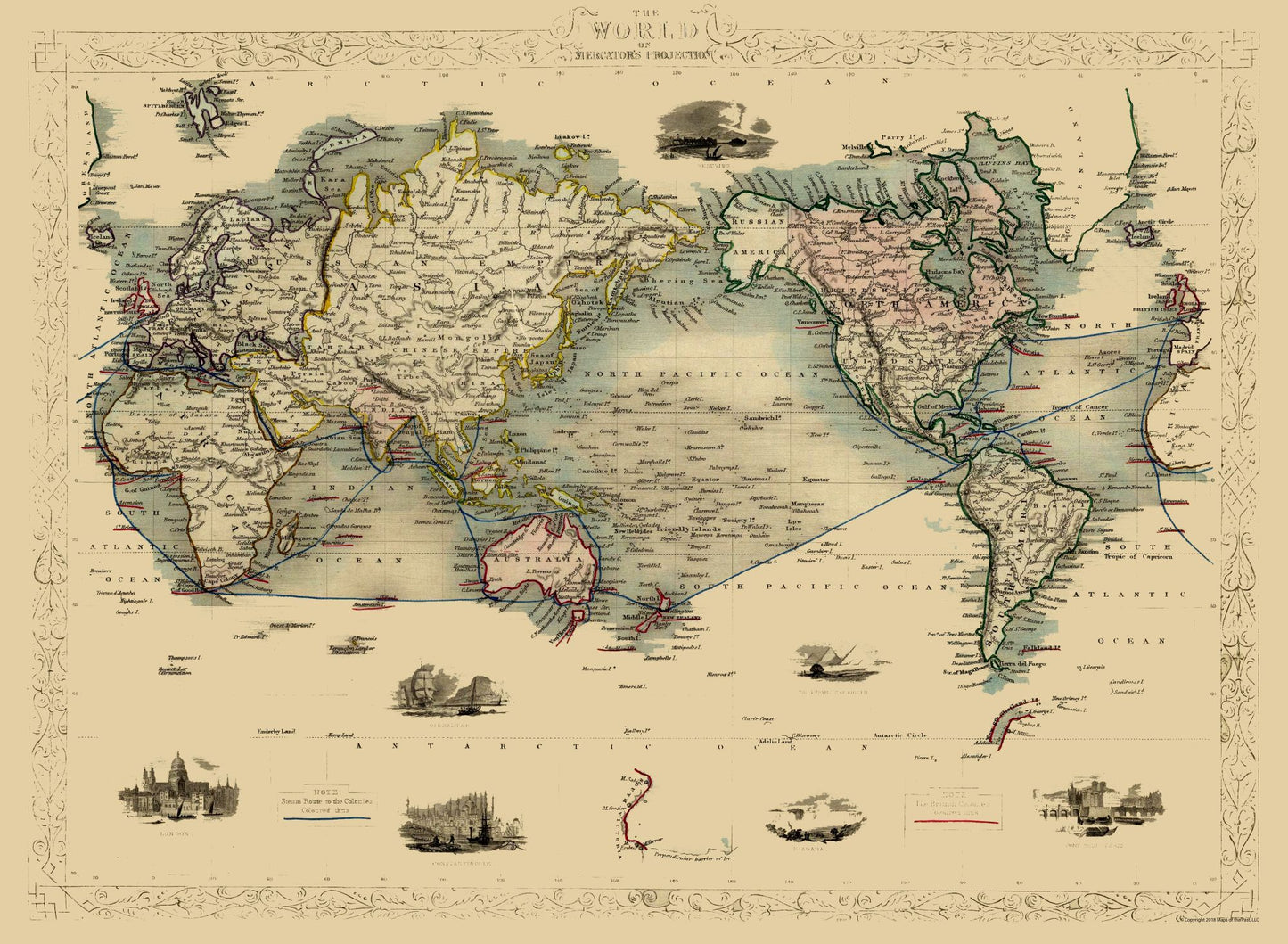 Historic Map - World - 31.37 x 23 - Vintage Wall Art