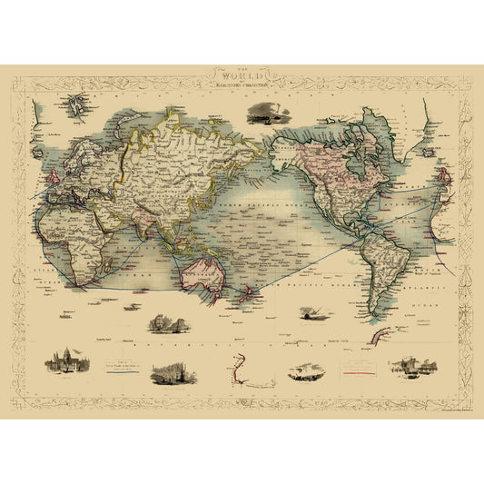 Historic Map - World - 31.37 x 23 - Vintage Wall Art