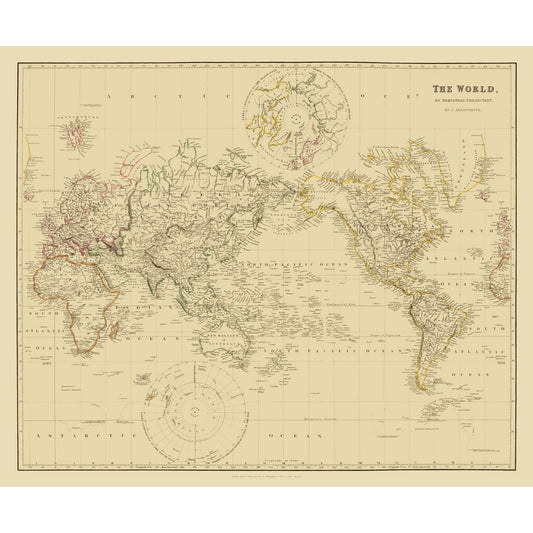 Historic Map - Mercator Projection - Arrowsmith 1835 - 27.81 x 23 - Vintage Wall Art