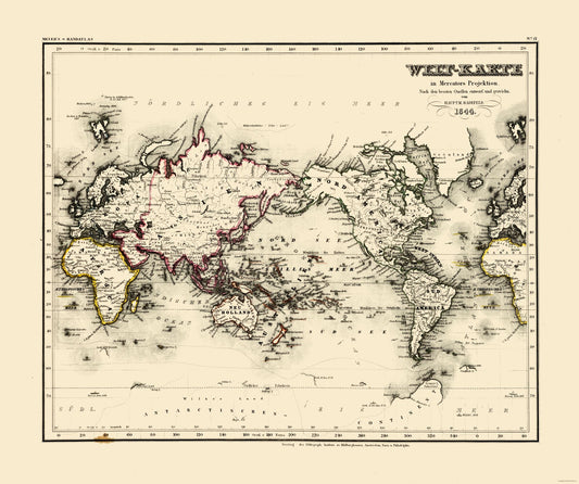 Historic Map - World - Meyer 1844 - 27.48 x 23 - Vintage Wall Art