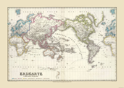 Historic Map - Mercator Projection - Weimar 1853 - 32.29 x 23 - Vintage Wall Art