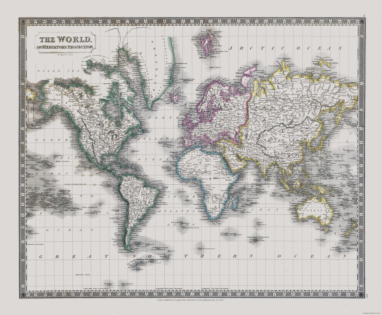 Historic Map - Mercator Projection - Longman 1829 - 27.83 x 23 - Vintage Wall Art