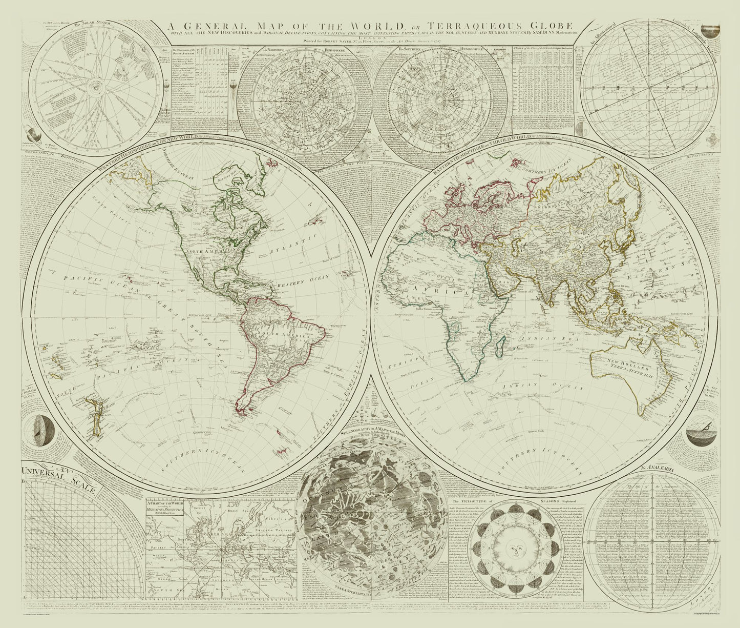 Historic Map - Terraqueous Globe - Sayer 1787 - 27.12 x 23 - Vintage Wall Art