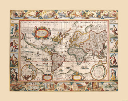 Historic Map - World - Blaeu - 29.27 x 23 - Vintage Wall Art