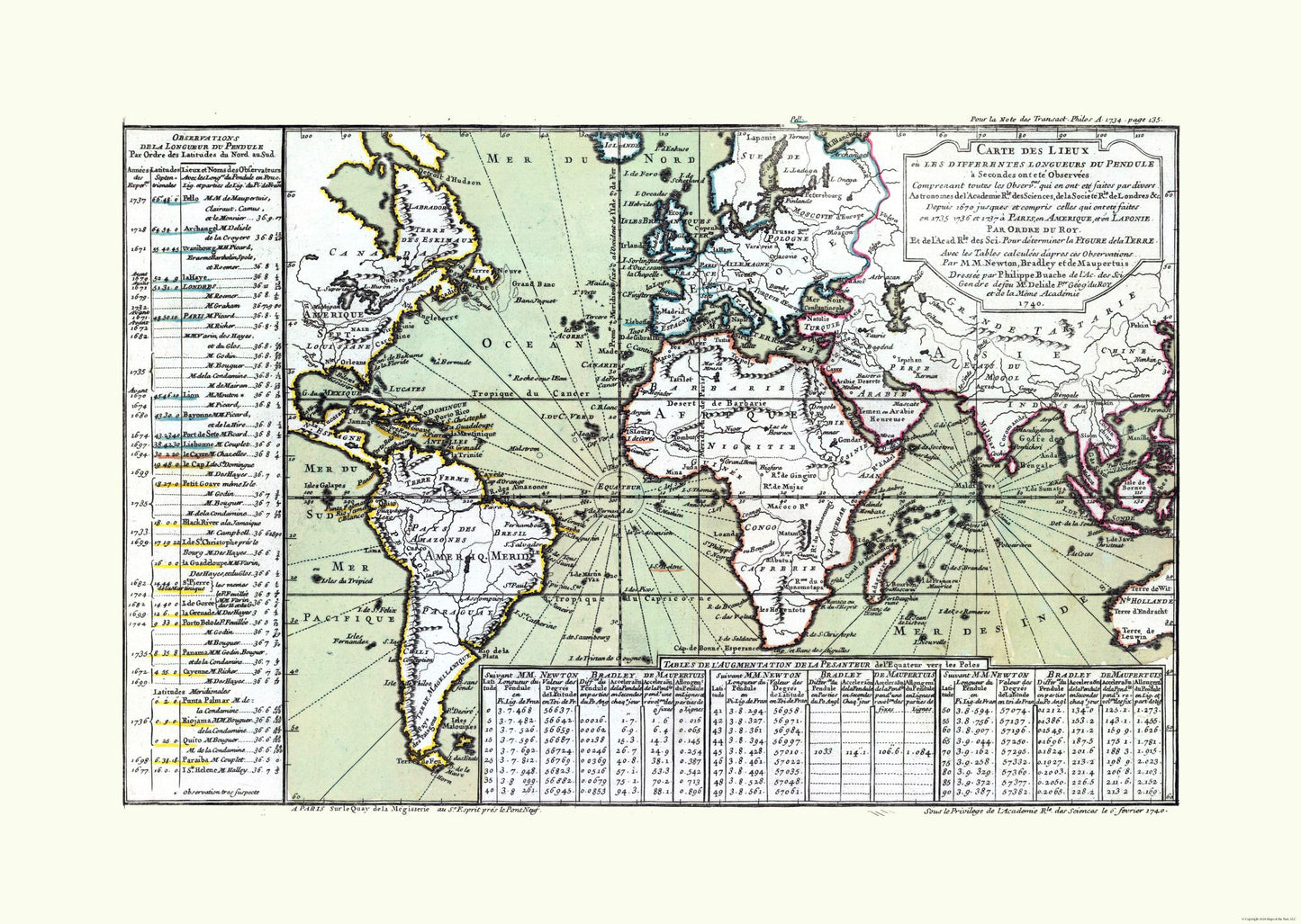 Historic Map - World - 1740 - 32.37 x 23 - Vintage Wall Art