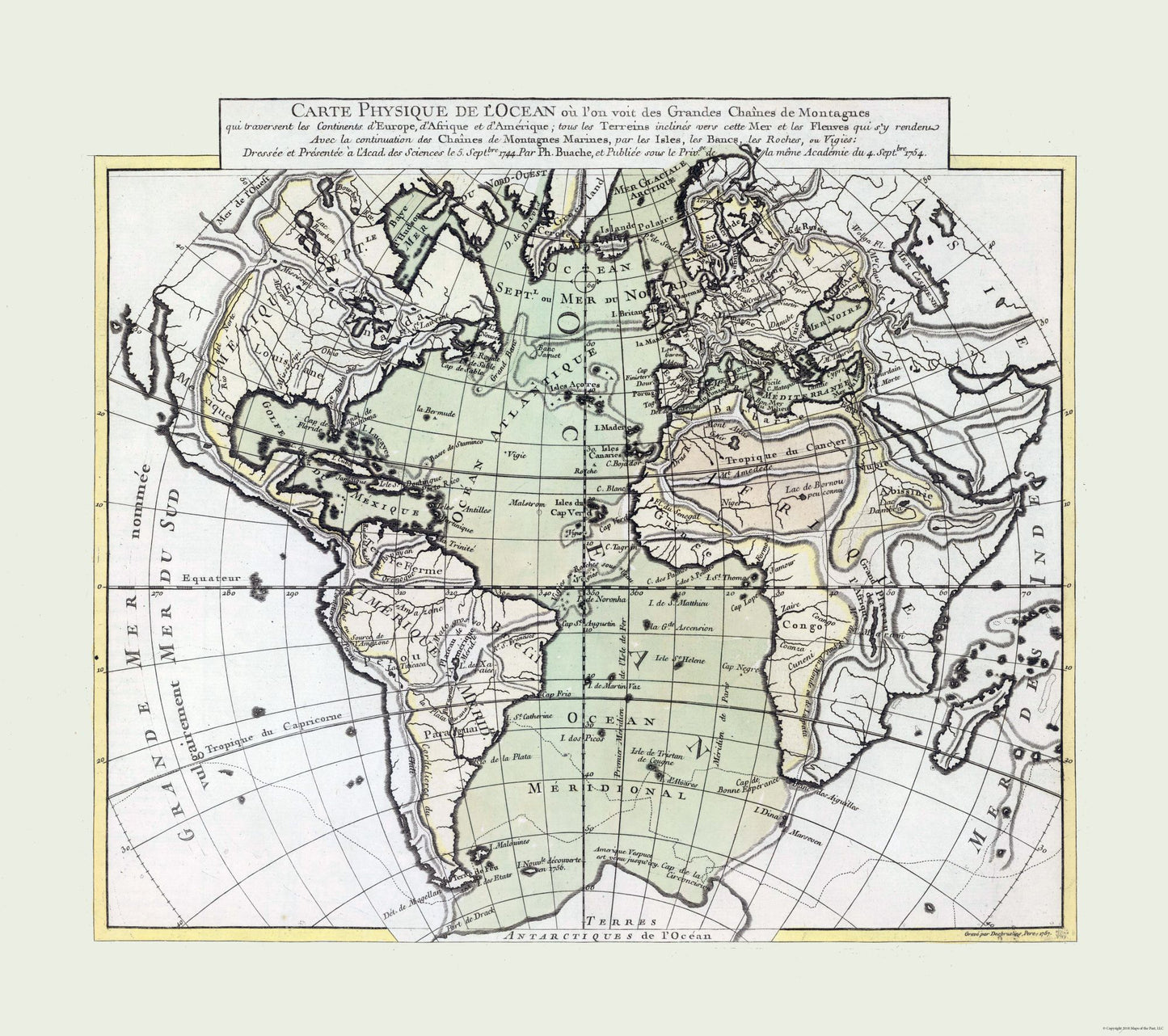 Historic Map - World Physical - 1757 - 25.93 x 23 - Vintage Wall Art