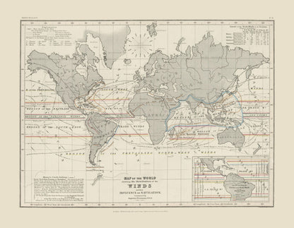 Historic Map - World Winds Navigation - Petermann - 29.60 x 23 - Vintage Wall Art