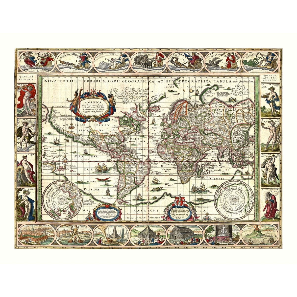 1460 Maps Historic Map - World America 1492 to 1499 - Bleau - 29.60 x 23 - Vinta ...
