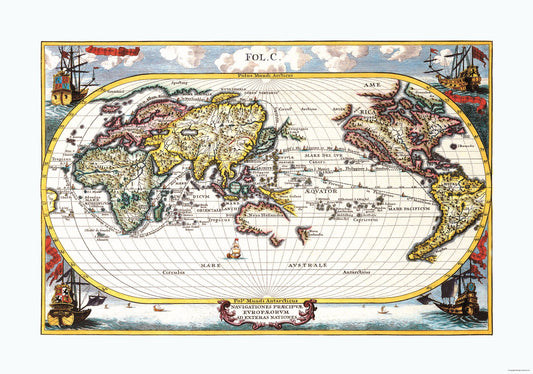 Historic Map - European Principal Navigations - 32.80 x 23 - Vintage Wall Art