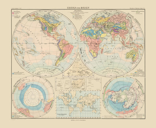 Historic Map - World - Perthes 1892 - 28.06 x 23 - Vintage Wall Art