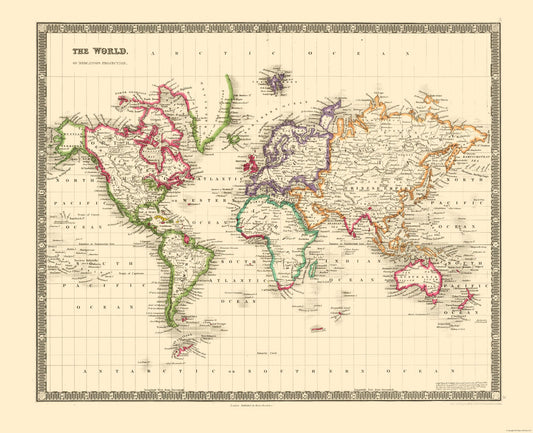 Historic Map - Mercator Projection - Teesdale 1840 - 28.31 x 23 - Vintage Wall Art