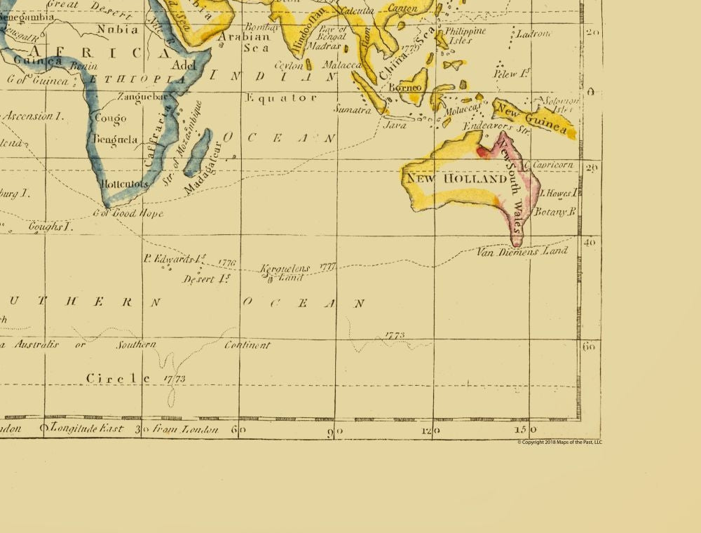 Historic Map - Mercator Projection - Seaman - 30.24 x 23 - Vintage Wall Art