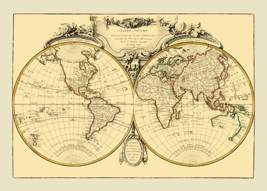 Historic Map - World - Janvier 1782 - 32.17 x 23 - Vintage Wall Art