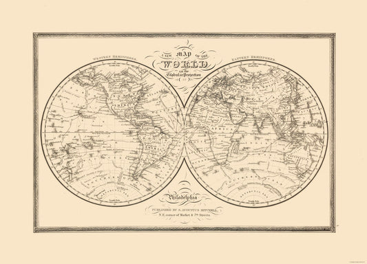 Historic Map - Globular Projection - Mitchell - 31.92 x 23 - Vintage Wall Art