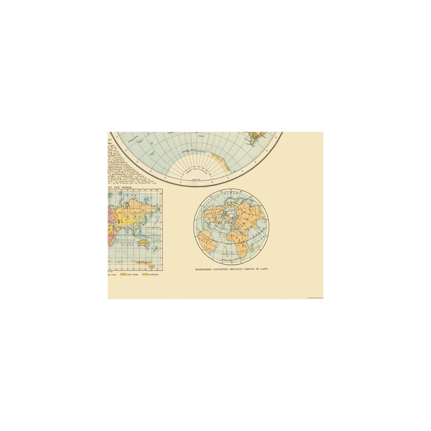 Historic Map - Western Eastern Hemispheres - 29.64 x 23 - Vintage Wall Art