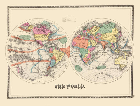 Historic Map - World - 30.23 x 23 - Vintage Wall Art