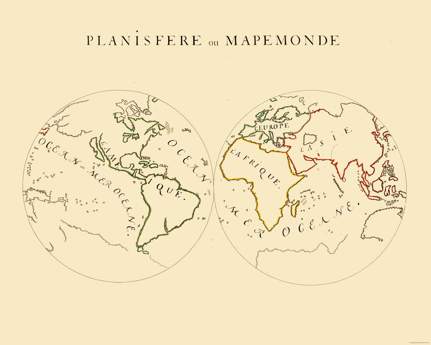 Historic Map - World Planisphere - 28.72 x 23 - Vintage Wall Art