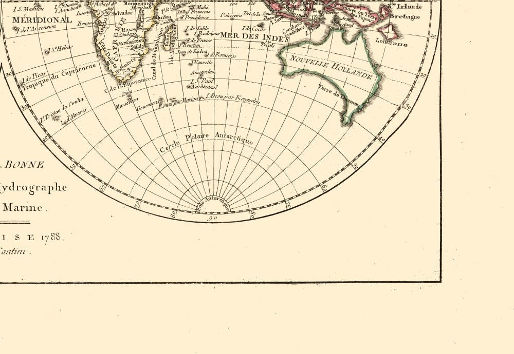 Historic Map - World Hemispheres - Santini 1794 - 33.34 x 23 - Vintage Wall Art