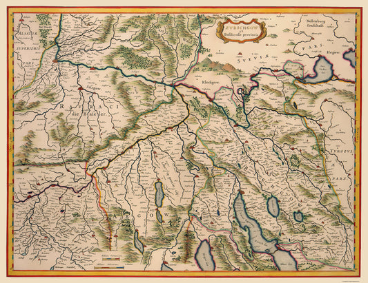 Historic Map - Zurich Canton Switzerland - Blaeu 1635 - 23 x 29.80 - Vintage Wall Art