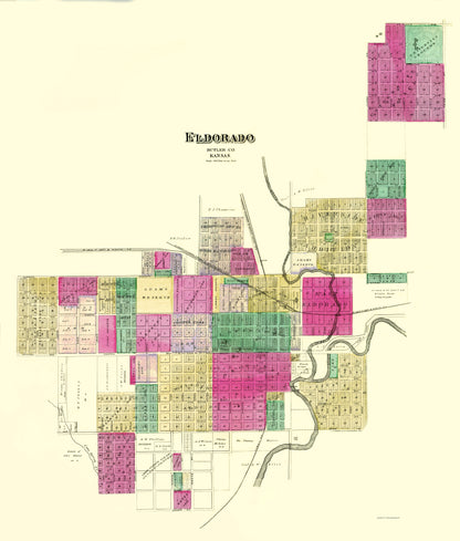 Historic City Map - Eldorado Kansas - Everts 1887 - 23 x 27.02 - Vintage Wall Art