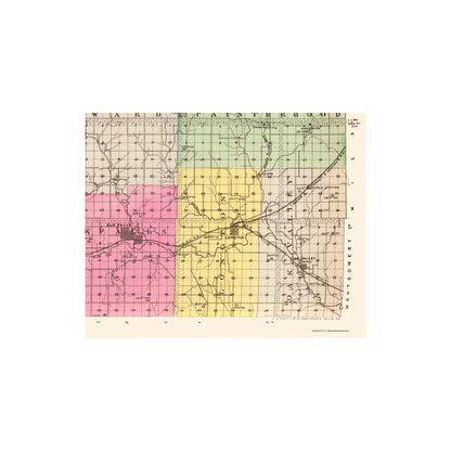 Historic County Map - Elk County Kansas - Everts 1887 - Vintage Wall Art