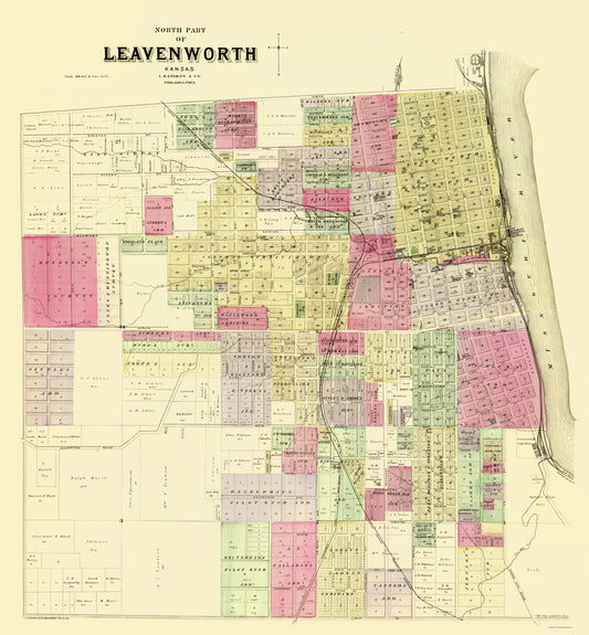 Historic City Map - Leavenworth North 1 Kansas - Everts 1887 - 23 x 24.80 - Vintage Wall Art