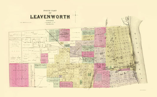 Historic City Map - Leavenworth North 3 Kansas - Everts 1887 - 23 x 36.96 - Vintage Wall Art