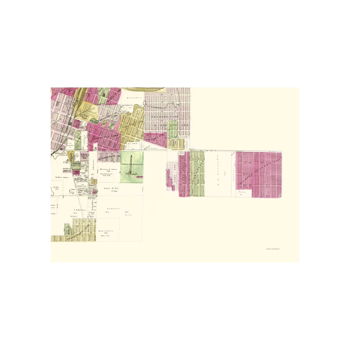 Historic City Map - Topeka Kansas - Everts 1887 - 23 x 32.66 - Vintage ...