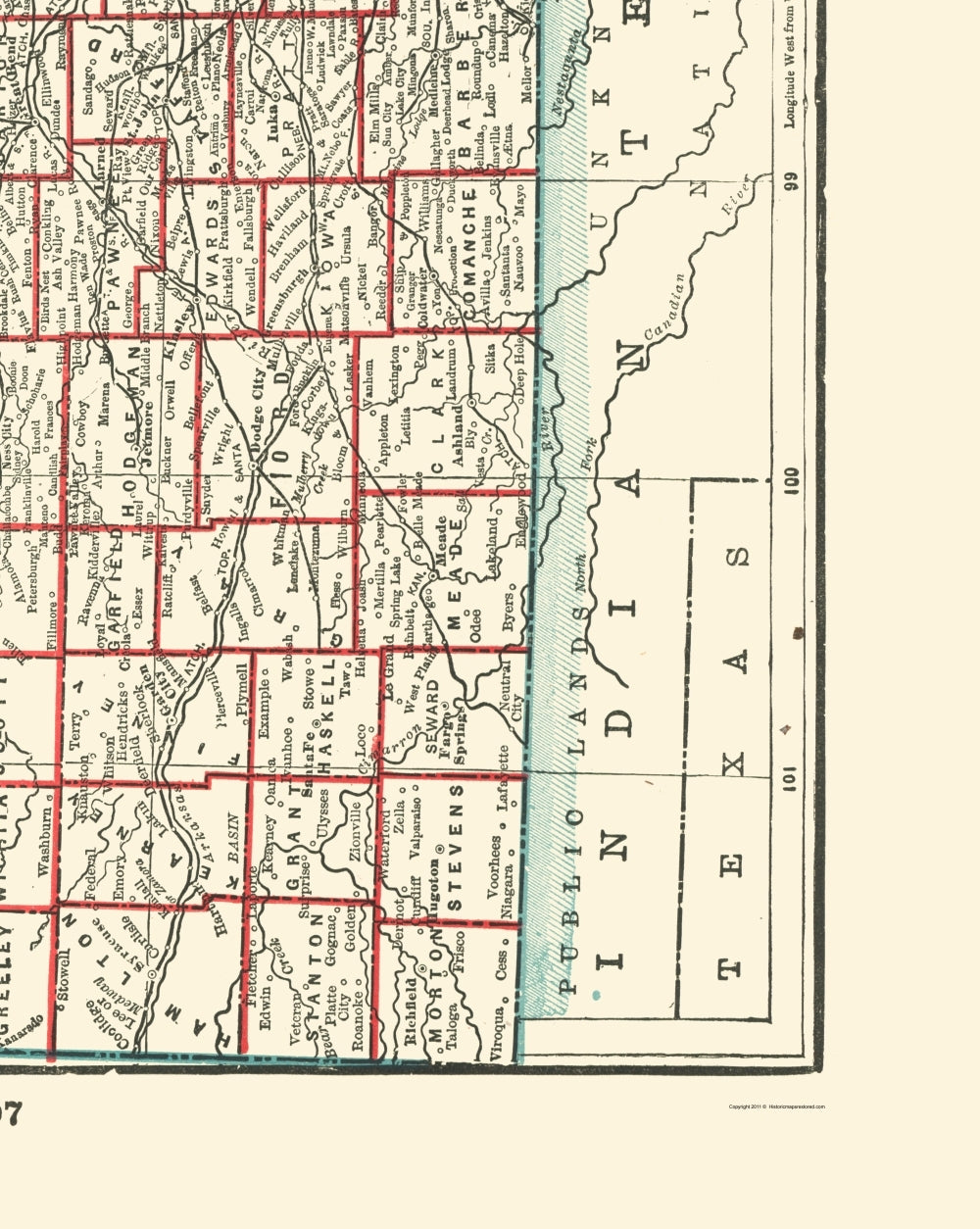 Historic State Map - Kansas - Rathbun 1893 - 23 x 28.85 - Vintage Wall Art