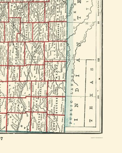 Historic State Map - Kansas - Rathbun 1893 - 23 x 28.85 - Vintage Wall Art