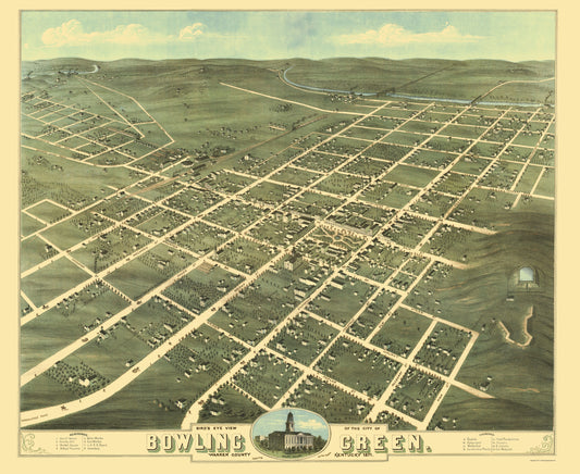 Historic Panoramic View - Bowling Green Kentucky - Ruger 1871 - 23 x 28.11 - Vintage Wall Art