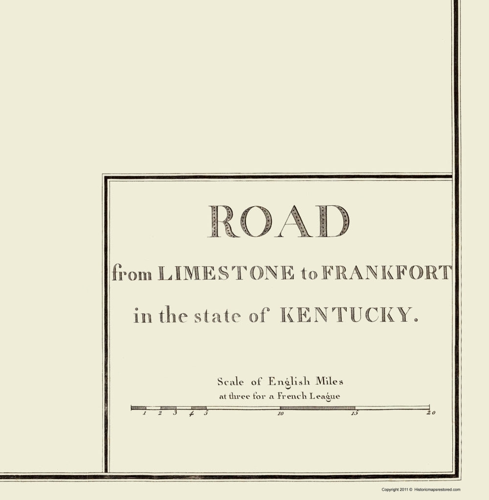 Historic State Map - Kentucky Limestone Frankfort Roads - Bertrand 1796 - 23 x 23 - Vintage Wall Art