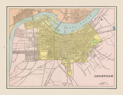 Historic City Map - Louisville  Kentucky - Cram 1892 - 29.67 x 23 - Vintage Wall Art