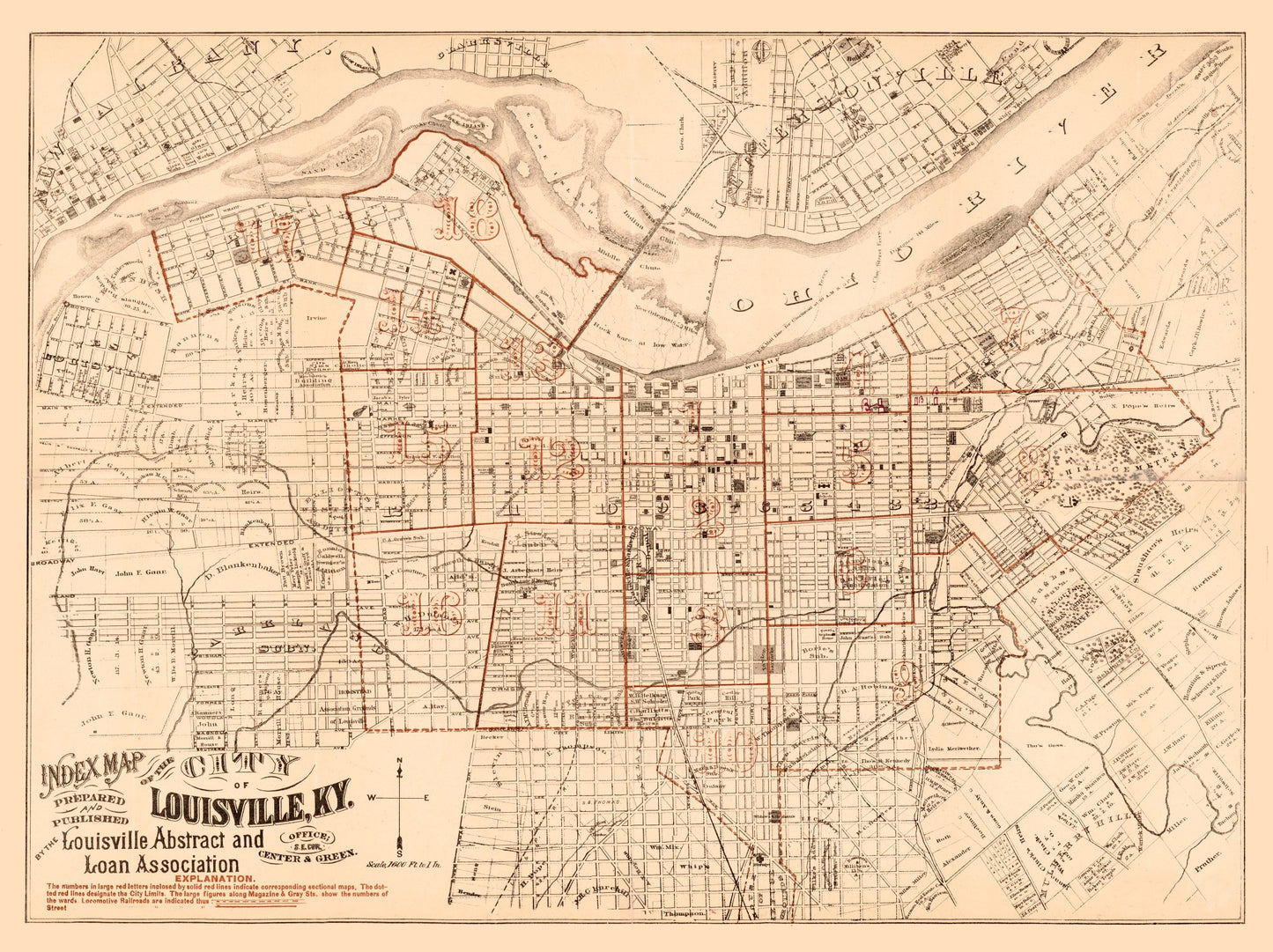 Historic City Map - Louisville Kentucky - Breckenridge 1879 - 30.75 x 23 - Vintage Wall Art