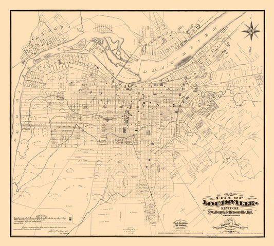 Historic City Map - Louisville Kentucky - Coghlan 1873 - 25.61 x 23 - Vintage Wall Art