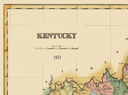 Historic State Map - Kentucky - Lucas 1823 - 31 x 23 - Vintage Wall Art