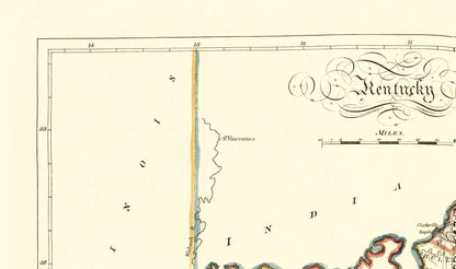Historic State Map - Kentucky - Gridley 1814 - 23 x 38.85 - Vintage Wall Art